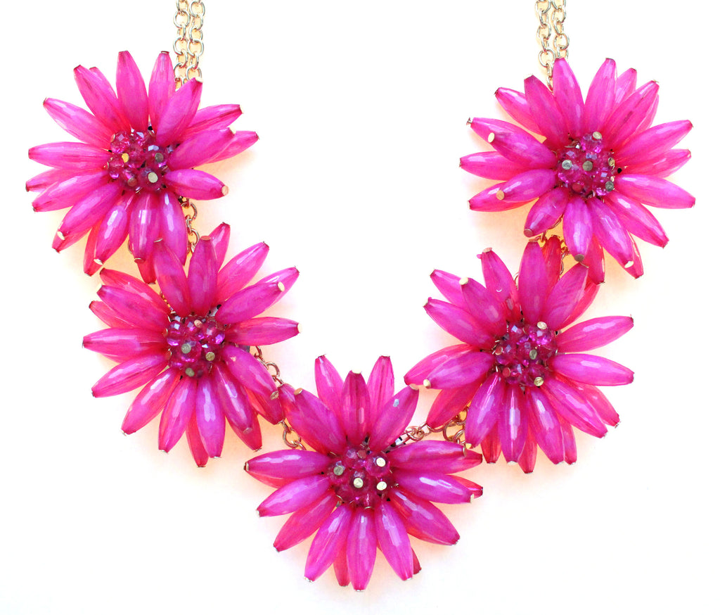 Blossom Flower Statement Necklace- Pink