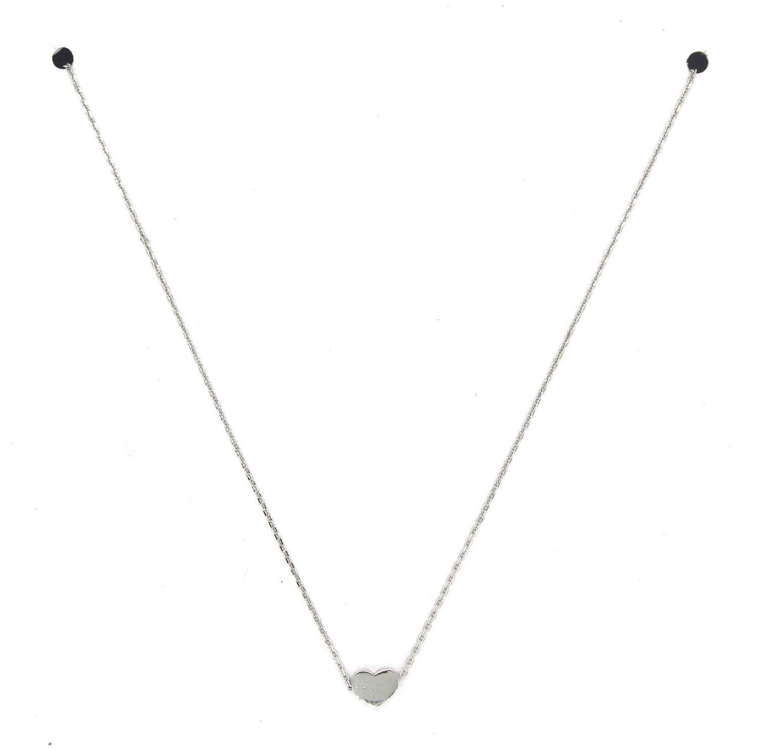 Solid Heart Pendant Necklace- Silver