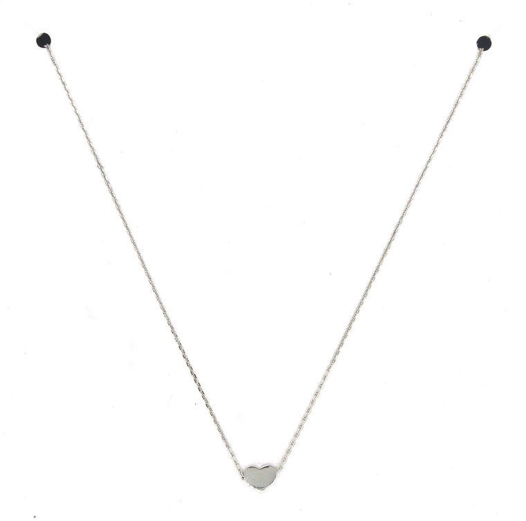 Solid Heart Pendant Necklace- Silver