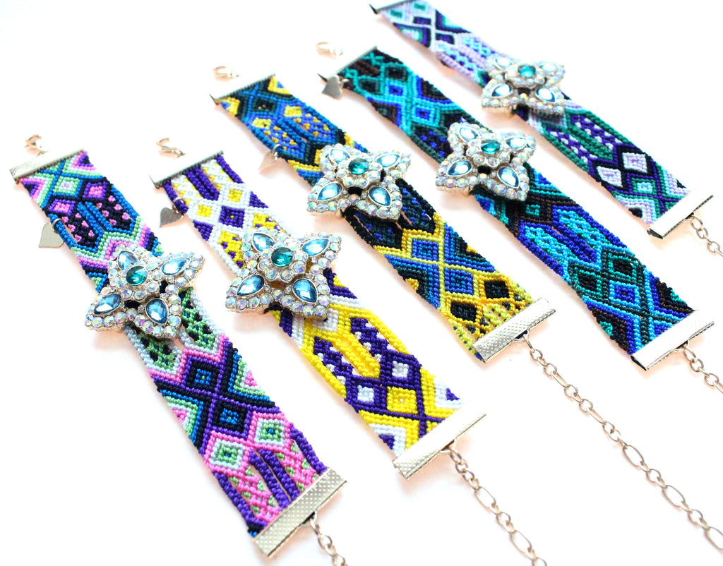 Folkloric Crafted Sparkle Star Pendant Bracelet- 5 Color Options