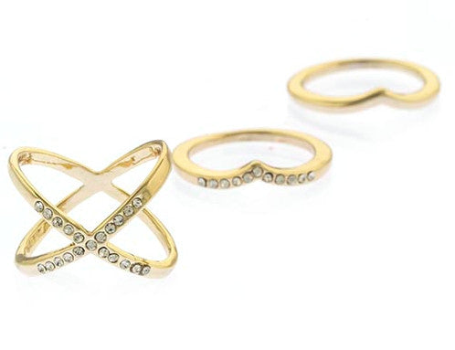 Pavé Crystal Accent Stack Ring Set of 3
