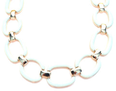 Chain Linked Enamel Necklace- White