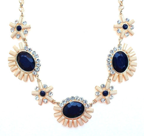 Sunshine Sparkle Necklace- Peach & Navy
