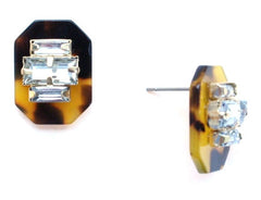 Tortoise & Crystal Stud Earrings
