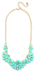 Half Blossom Jeweled Statement Necklace- Mint