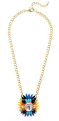 Colorful Sparkle Pendant Necklace- Yellow Multi
