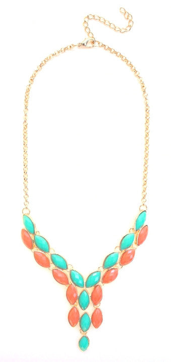 Y-Shaped Teardrop Jeweled Necklace