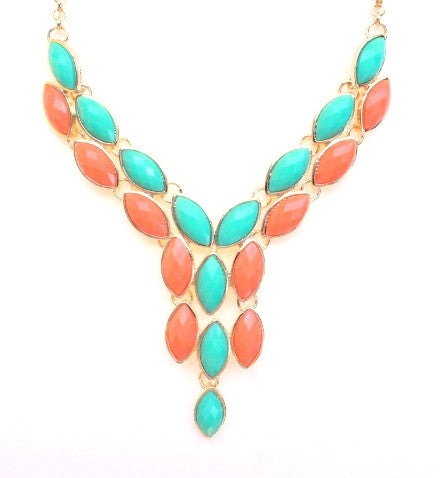 Y-Shaped Teardrop Jeweled Necklace