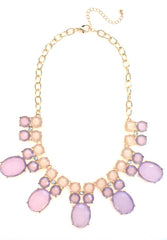 Colorblock Jewels Bib Statement Necklace- Lavender