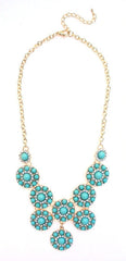 Designer Inspired Mini Circle Layered Necklace- Mint