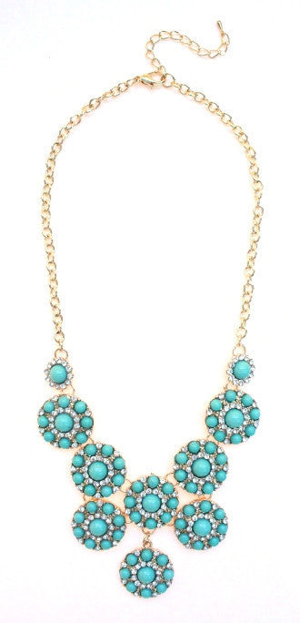 Designer Inspired Mini Circle Layered Necklace- Mint