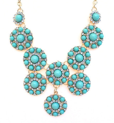 Designer Inspired Mini Circle Layered Necklace- Mint