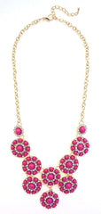 Designer Inspired Mini Circle Layered Necklace- Pink