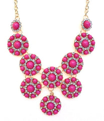 Designer Inspired Mini Circle Layered Necklace- Pink