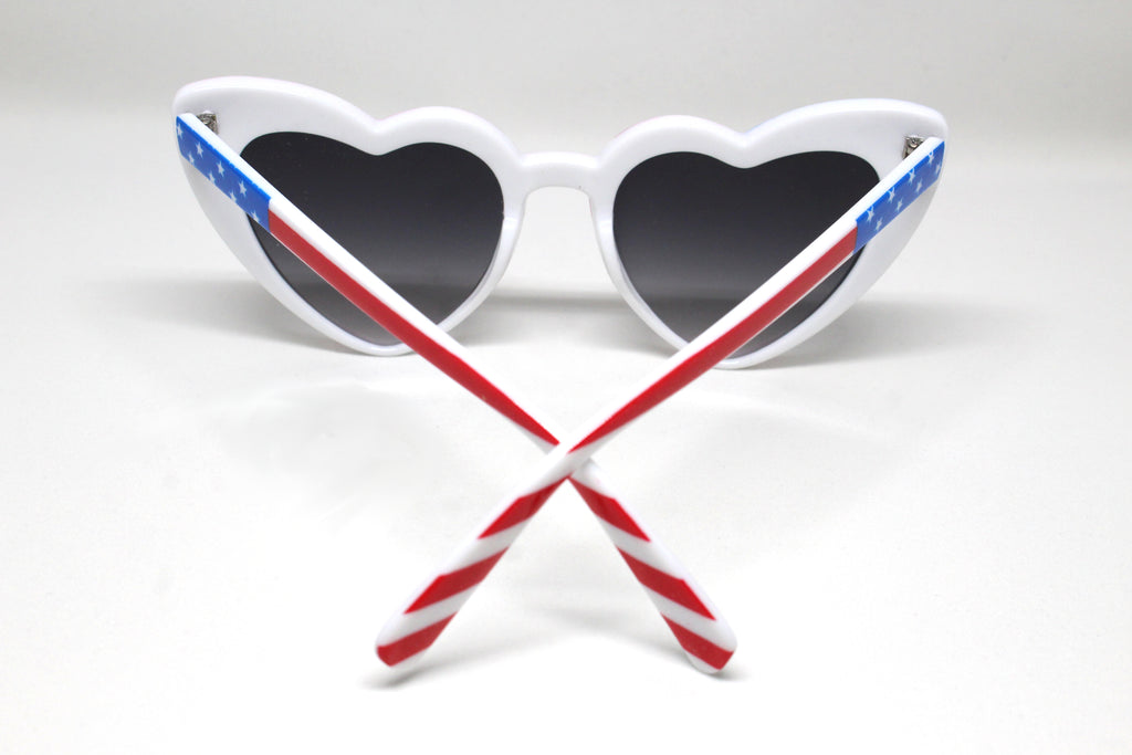Heart Eye Sunglasses- Red, White, & Blue