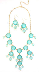 Mini Gold-Tone Chain Bubble Necklace- Mint