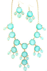 Mini Gold-Tone Chain Bubble Necklace- Mint
