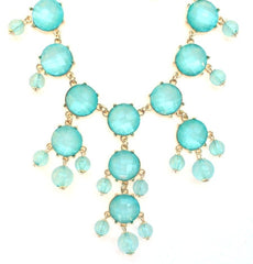 Mini Gold-Tone Chain Bubble Necklace- Mint