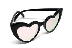 Heart Eye Sunglasses- Black Frame/ Rose Mirrored Lens