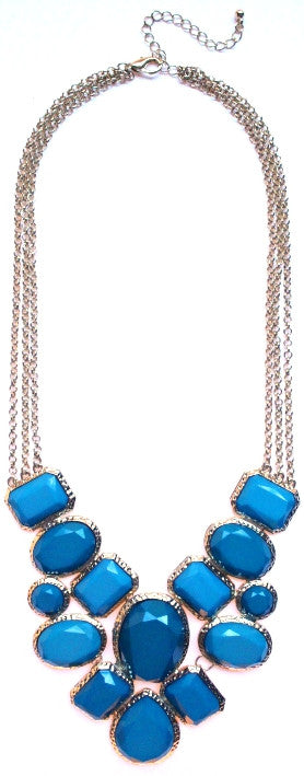 Geometric Statement Necklace- Teal