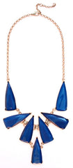 Tribal Jewel Spike Necklace- Blue