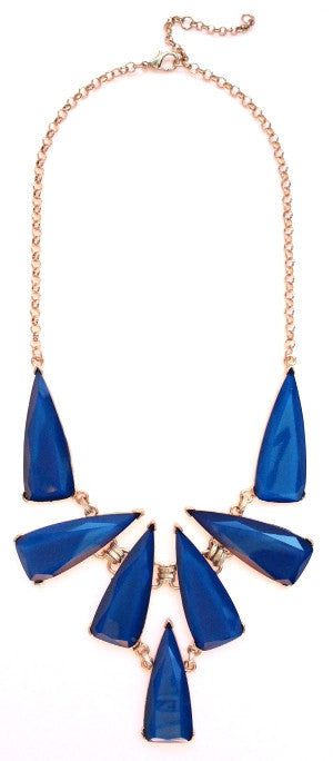 Tribal Jewel Spike Necklace- Blue