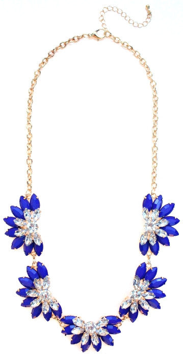 Designer Inspired Fan Crystal Statement Necklace- Royal