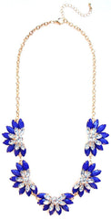 Designer Inspired Fan Crystal Statement Necklace- Royal