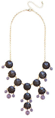 Mini Gold-Tone Chain Bubble Necklace- Grey