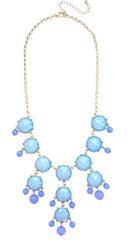 Mini Gold-Tone Chain Bubble Necklace- Sky Blue