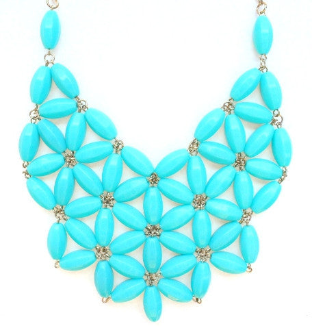 Daisy Bib Bubble Statement Necklace- Turquoise