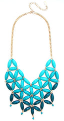 Daisy OMBRE Bib Bubble Statement Necklace- Teal