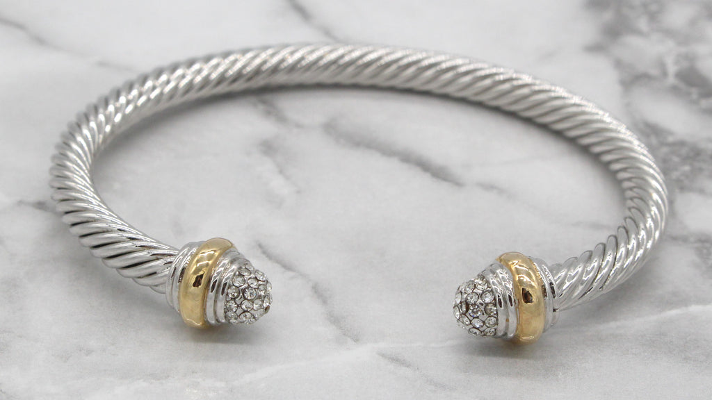 Stack It Up Bracelet Cuff- Pavé Ends