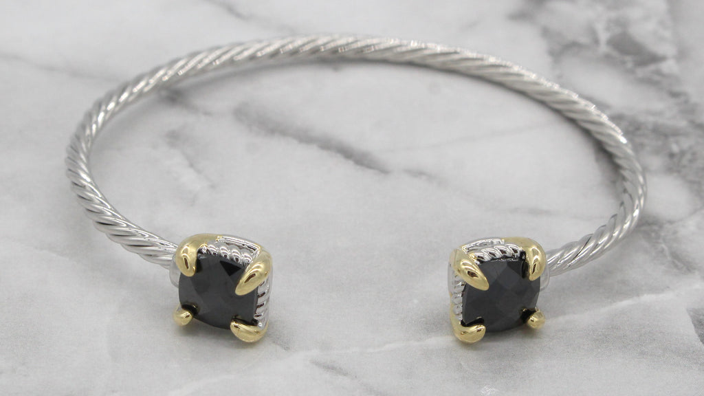 Stack It Up Bracelet Cuff- Onyx Ends
