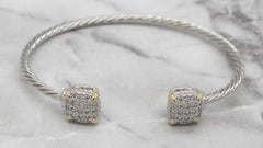 Stack It Up Bracelet Cuff- Square Pavé Ends