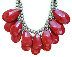 Baubles Teardrop Tie Statement Necklace- Red