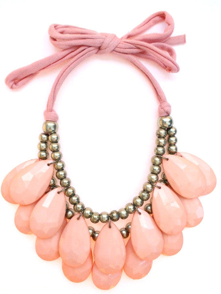 Baubles Teardrop Tie Statement Necklace- Peach