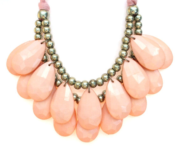 Baubles Teardrop Tie Statement Necklace- Peach