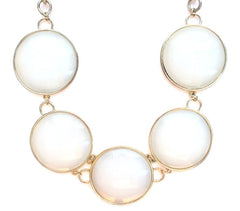 Round Enamel Statement Necklace- White