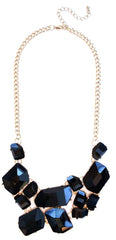 Jeweled Stone Fragment Necklace- Black
