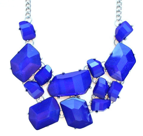 Jeweled Stone Fragment Necklace- Royal