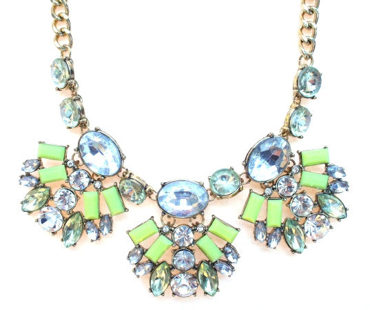 Neon Crystal Fan Necklace