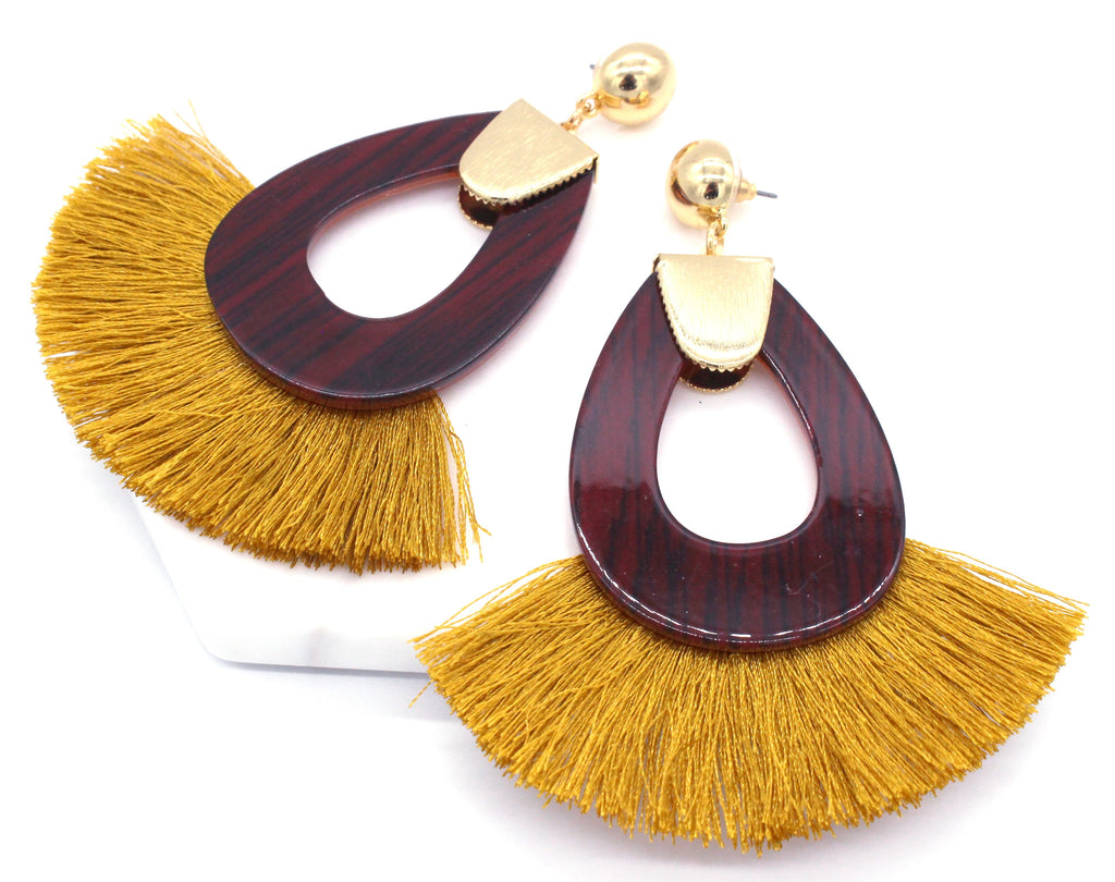 Hannah Tassel Earrings- Mustard