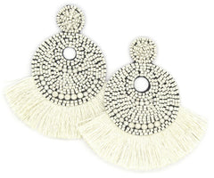 Josie Beaded Tassel Earrings- Ivory