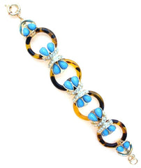 Tortoise & Turquoise Circle Link Bracelet