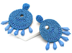 Ingrid Beaded Statement Earrings- Blue