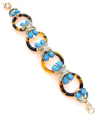 Tortoise & Turquoise Circle Link Bracelet