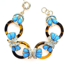 Tortoise & Turquoise Circle Link Bracelet