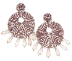 Ingrid Beaded Statement Earrings- Violet