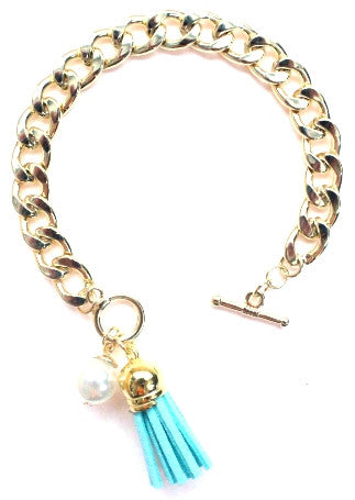 Chain Linked Tassel Bracelet- Mint